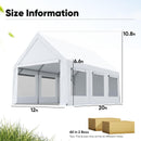 Quictent Heavy Duty 12x20 ft Carport Tent with Ultra-High Peak & Ventilation Windows, Waterproof Outdoor Canopy Shelter for Events, Storage, Parking & Wedding - White