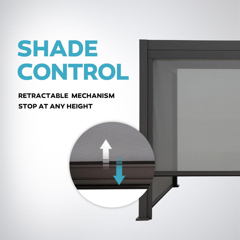 Mirador Accessory - 10Ft Side Adjustable Pull Down Screen for Mirador pergola 111S and 111DA, Enhance Outdoor Living Space with Pull-Down Sun Shade, Wind Block, UV Resistant, Charcoal, not pergola