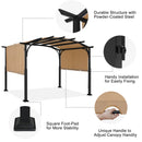 ABCCANOPY Outdoor Pergola 10'x12', Arched Patio Gazebo with Retractable Sun Shade, Beige