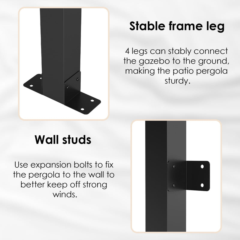 Arlopu 10'x 14' Gazebo Pergola, Outdoor Aluminum Lean to Hard Top with Sloped Roof, Large Wall-Mounted Heavy Duty Awnings for Patio, Garden, Decks, Backyard and More