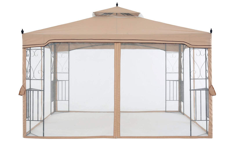 MASTERCANOPY 10x10 Patio Gazebo with Netting Screen Walls for Lawn, Garden, Backyard and Deck Beige
