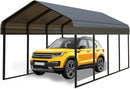 10x20 FT Metal Carport Heavy Duty with Galvanized Steel Roof & Frame, All-Weather Portable Car Garage Canopy Shelter for Cars, Safe Boat Cover Car Ports for Yard