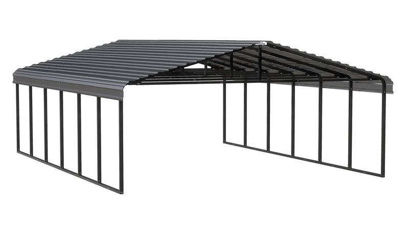 Arrow Carports Galvanized Steel Carport, Double Car Metal Carport Kit, 20' x 29' x 9', Charcoal