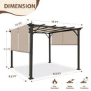 COOS BAY Outdoor Patio Pergola 10x10 ft with Retractable Sun Shade Canopy Top, Metal Frame Gazebo Sun Shade for Backyard, Deck, Garden and Poolside, Beige