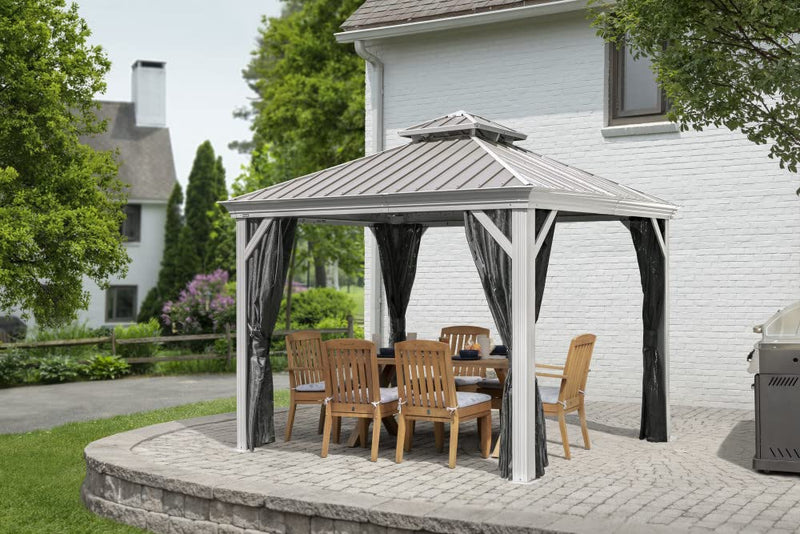 Sojag Outdoor 10' x 10' Monaco Hardtop Double Roof Gazebo Outdoor Sun Shelter, Champagne