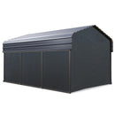 Carport Car Port Metal Canopy 10x15 ft Heavy Duty for Snow, Portable Garage Kit Shed Tent Shelter Metal Frame All Weather Outdoor for Boat with Removable Sidewalls, Dark Grey, Sophia & William