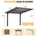 AECOJOY 10' x 10' Gazebo on Clearance, Outdoor Pergola Carport for Patio, Freestanding Lean to Hard Top Pergolas and Gazebos Clearance with Roof, Wall-Mounted Heavy Duty Awnings for Patio, Decks