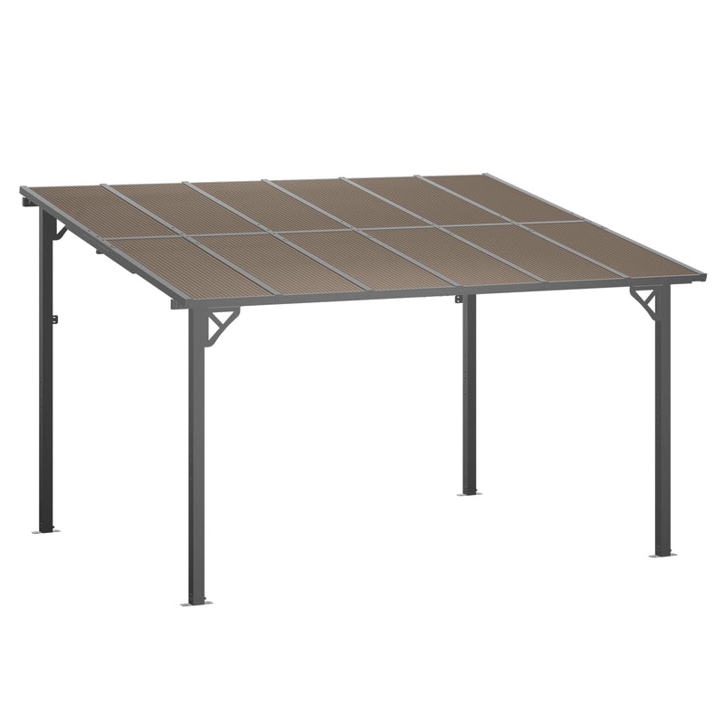 EBE 12' x 10' Wall Mounted Gazebo on Clearance, Lean to Gazebo Pergola with Sloped Roof, for Patio, Porch, Deck
