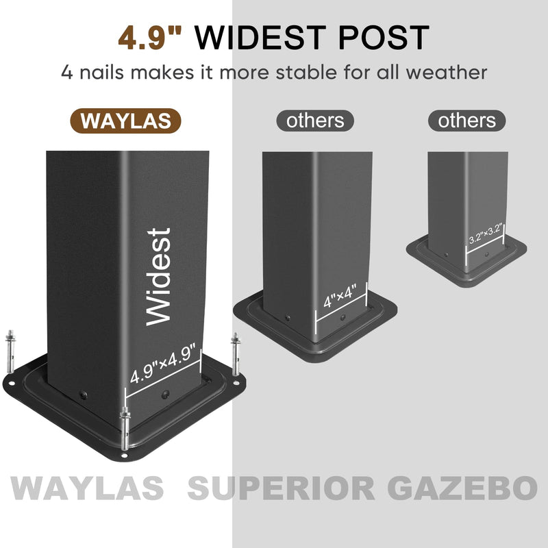 WELYAS Aluminum Hardtop Gazebo 10' X 12' Heavy Duty All Weather Black Gazebos with Galvanized Steel Double Metal Roof for Garden Patio Deck Backyard, Curtains and Netting Included