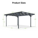 Real Relax 10×16ft Heavy Duty Carport, Pitched-Roof Polycarbonate Panel Canopy, Garage for Trucks, SUVs and Boats, All-Weather Outdoor Storage Car Port, Gray