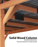 Beneouya 18.3 x 12.6 x 7.8 FT Carport, Wood Outdoor Gazebo Pavilion with Hardtop Sloped Steel Roof, Heavy Duty Waterproof Car Port for Backyard, Patio, Deck and Lawn