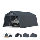 MFSTUDIO Outdoor Carport 13x22 ft, Portable Storage Sheds Shelter Garages Heavy Duty Canopy with Rolled up Zipper Doors, Outside Utility Shed Garage Tent for Boat,Patio Furniture and Tools