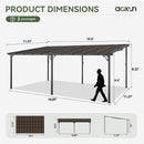 Aoxun 12' x 20' Gazebo for Patio, Gazebo Pergola with Sloped Roof, Large Wall-Mounted Heavy Duty Awnings, for Backyard, Deck, Patio, Garden Black