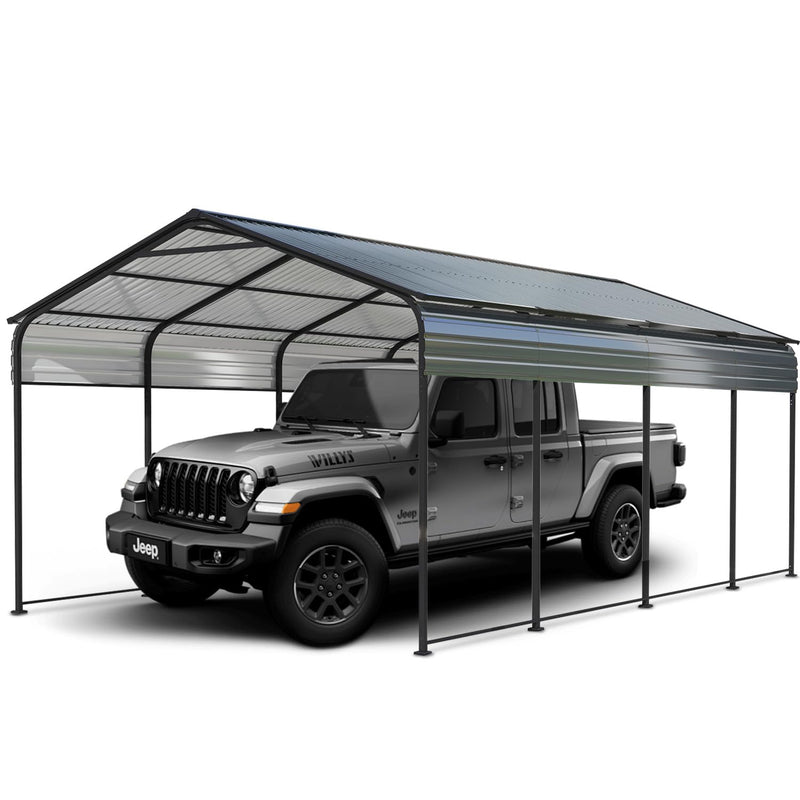 COEWSKE Metal Carport 12x20 FT Heavy Duty, Outdoor Steel Large Rv Car Ports Canopy with Galvanized Steel Roof and Frame, Car Shelter Protect from Sun and Heavy Snow for Pickup, Boat, Car and Tractors