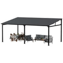 EBE 20' x 12' Hardtop Gazebo, Large Wall Mounted Gazebos Pergola on Clearance, Lean to Gazebo with Galvanized Steel Roof, Heavy Duty Metal Awning for Patio, Porch, Deck