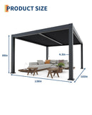 Garveelife All-Aluminum Louvered Pergola 12' x 16', Outdoor Pergola with Adjustable Louvered Roof, Reinforced Aluminum Frame, Integrated Drainage System, Hardtop Gazebo for Patio, Deck, Gray