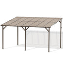 Oakcloud 10' x 14' Outdoor Wall Mounted Gazebo, Patio Lean to Gazebo Pergola with Sloped Roof, Large Heavy Duty Awning for Patio, Backyard, Deck