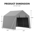 VerisShade 10 x 10 ft Carport Storage Shed, Shelter Logic with 2 Roll-up Zipper Door, Heavy Duty Waterproof Tarp, Storage Tent for ATV, Motorcycle, Bike, Garden Tools, Firewood