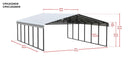 Arrow Carports Galvanized Steel Carport, Double Car Metal Carport Kit, 20' x 29' x 9', Charcoal
