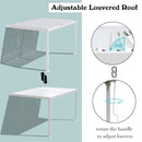 BPS 13 x 10 ft. Outdoor Aluminum Wall Mounted Louvered Pergola Waterproof Gazebo Sun Shade Shelter with 2 Adjustable Rainproof Panels for Patio, Garden, Backyard Lawn & Garden - White