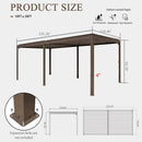 Domi Outdoor Louvered Pergola 10x20FT with Adjustable Steel Roof, Outdoor Aluminum Frame Rainproof Pergola for Backyard, Garden and Lawn,Brown