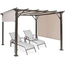 Tangkula 10 X 10FT Outdoor Pergola, Patio Furniture Shade Structure, Outdoor Steel Pergola Gazebo with Retractable Canopy Shades, Rustproof Metal Pergola for Patio, Backyard, Garden (Beige)