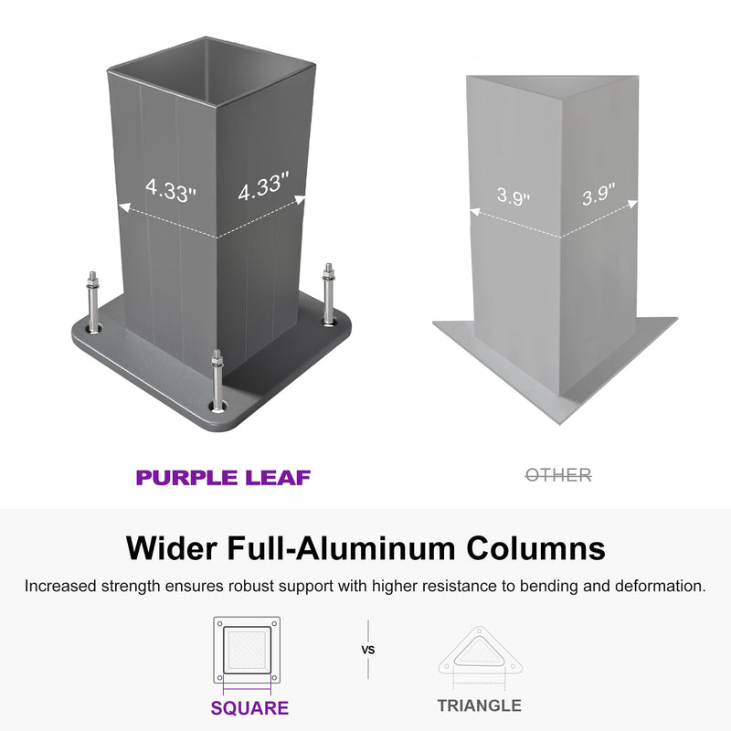 PURPLE LEAF Louvered Pergola 10' x 13' Outdoor Full Aluminum Pergola with Adjustable Rainproof Roof Modern Retractable Patio Hardtop Gazebo for Deck Backyard Garden Slate Grey