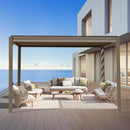 Domi Louvered Pergola 10' x 10' Outdoor Aluminum Pergola with Adjustable Roof, Aluminum Frame, Efficient Drainage System for Patio, Deck, Garden, Brown