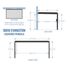 Backyard Discovery Evanston 18'x10' Galvanized Steel Wall-Mounted Louvered Pergola Kit with Adjustable Roof, Shade, Rain Protection, High-Wind Rating, PowerPort, Gutter System for Outdoor Patio, Deck