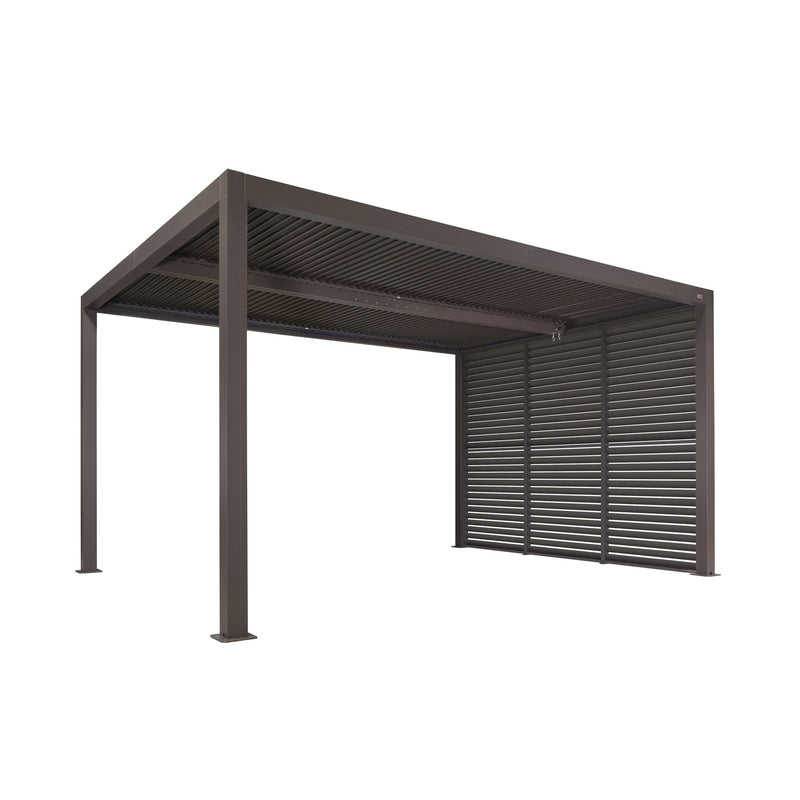 PURPLE LEAF Outdoor 12' × 14' Louvered Pergola with 12FT Detachable Louver Wall Patio Adjustable Aluminum Canopy Retractable Metal Roof for Deck Outside Backyard Hardtop Gazebo Sun Shade