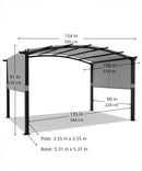 GarveeLife 12 x 9 Ft Outdoor Arched Pergola, Metal Pergola with Retractable Canopy, Arched Style Gazebos for Backyards, Lawn, Patios (Gray)