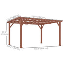Outsunny 11' x 12.5' Outdoor Wood Pergola with Grape Trellis with Stable Structure for Climbing Plant Support for Patio, Deck, Backyard, Lawn, Brown