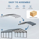 EROMMY 20x20FT Stable Metal Carport, All-Weather Heavy-Duty Carports with Strong Base, Sturdy Car Shed with Galvanized Steel Roof and Frame, Easy Assembly Car Port for 2 Cars, Tractors, Boat, Gray