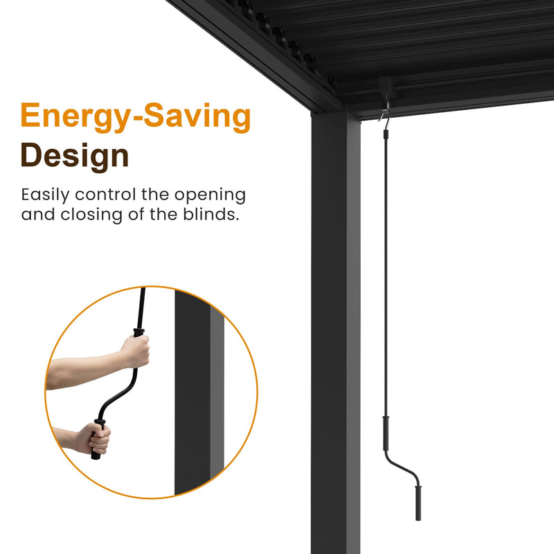 RoyalCraft Adjustable Louvered, Heavy-Duty Aluminum Outdoor Pergola, Metal Hardtop Pergola with Adjustable Roof for Patio, Deck, Garden, Yard (Black, 12' x 20')