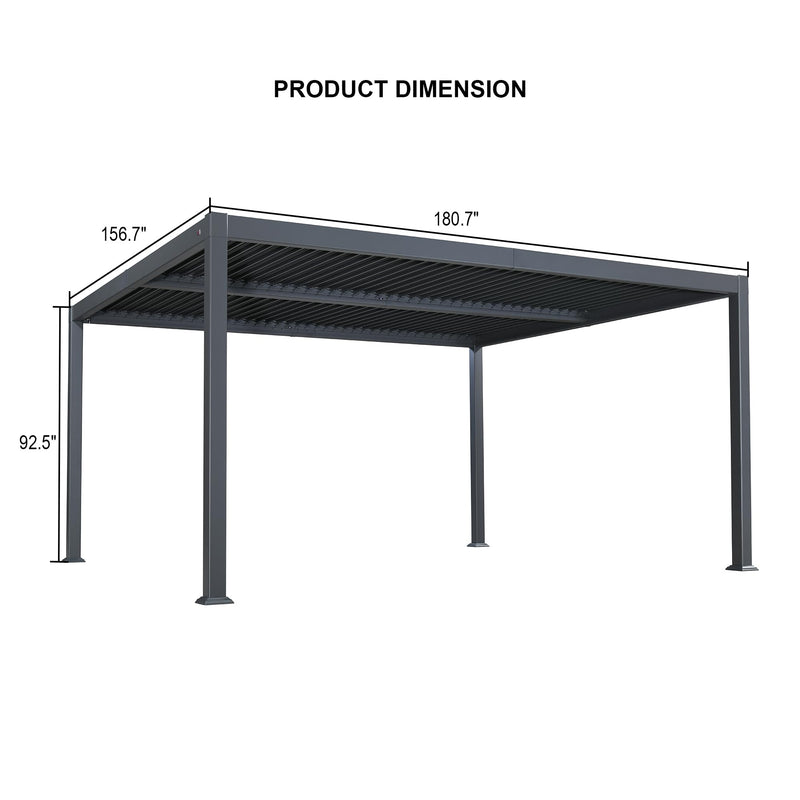 PURPLE LEAF Louvered Pergola 13' x 15' Large Patio Aluminum Pergola Modern Outdoor with Adjustable Roof for Deck Garden Yard Hardtop Gazebo
