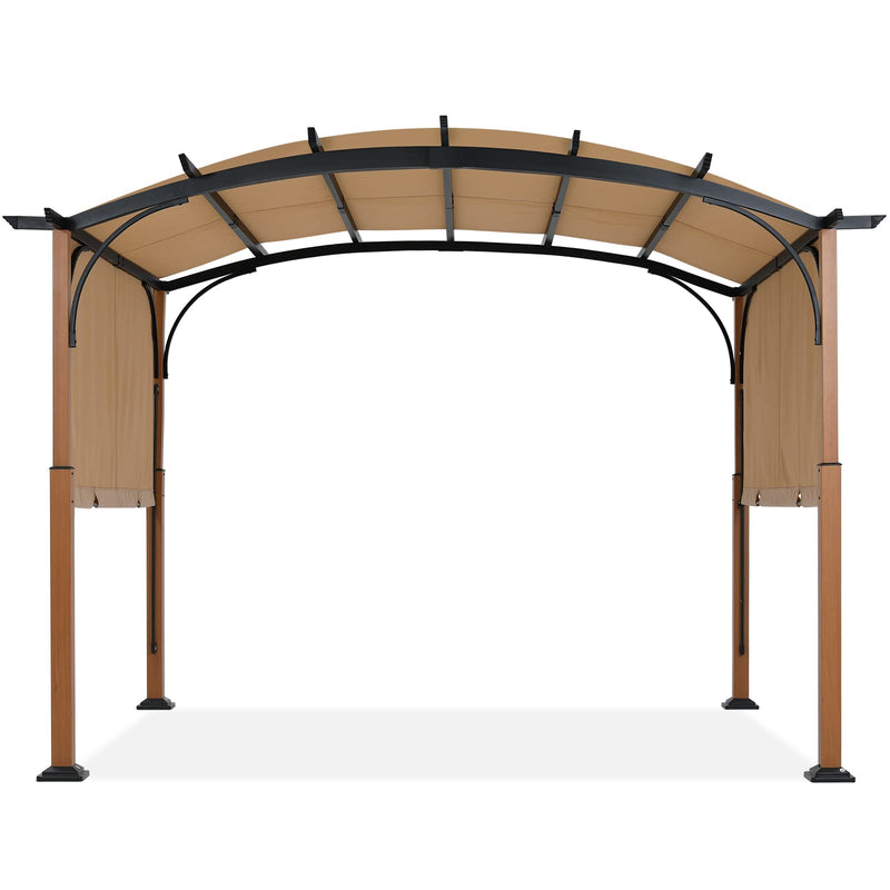 MASTERCANOPY 10' X 12' Outdoor Retractable Pergola with Sun Shade Canopy Patio Metal Garden Pergola,Beige