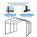 ACONEE Carport 13 x 16 FT, Heavy Duty Metal Carport with Galvanized Steel Roof, Garage Car Shelter Shade, Outdoor Metal Carport Canopy, Bolts for Car, Trucks, Boats, Multi-Purpose Carport, Grey