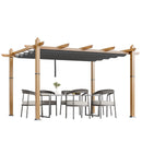 Agrestem 10x13 Ft Retractable Outdoor Pergola with Canopy, Upgraded Wood-Grain Aluminum Pergola, Modern Pavilion for Backyard, Patio, Porch, Grape Trellis, Gray