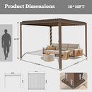 Domi Louvered Pergola 10' x 10' Outdoor Aluminum Pergola with Adjustable Roof, Aluminum Frame, Efficient Drainage System for Patio, Deck, Garden, Brown