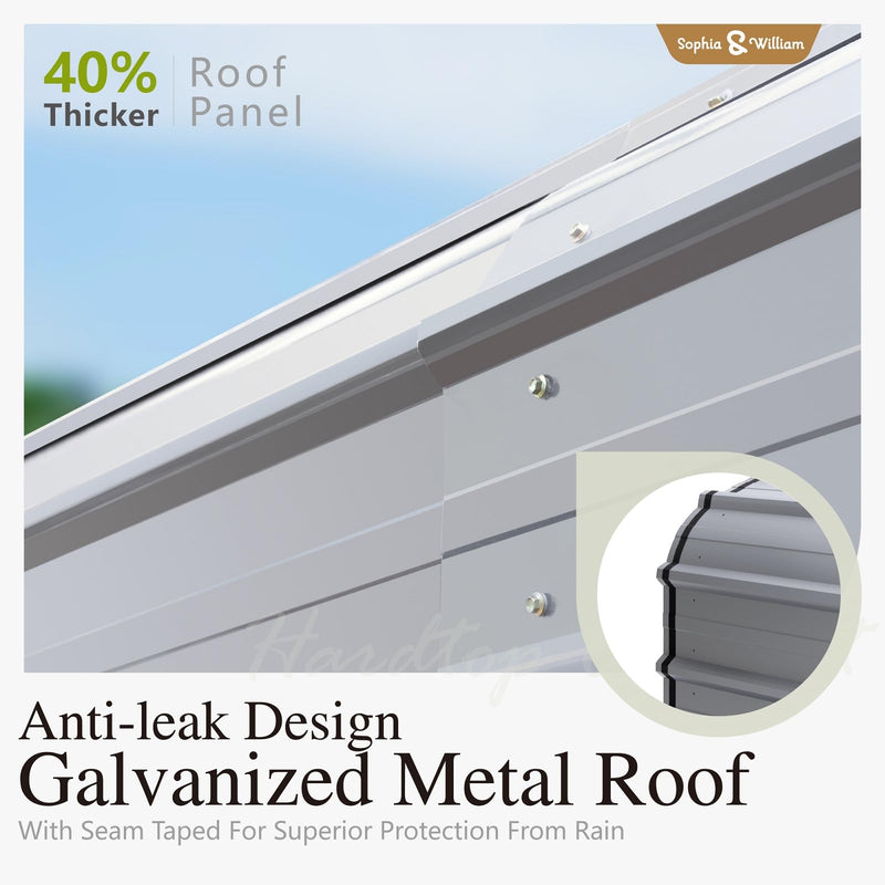 Carport Car Port Metal Canopy 10x15 ft Heavy Duty for Snow, Portable Garage Kit Shed Tent Shelter Metal Frame All Weather Outdoor for Boat with Removable Sidewalls, Dark Grey, Sophia & William