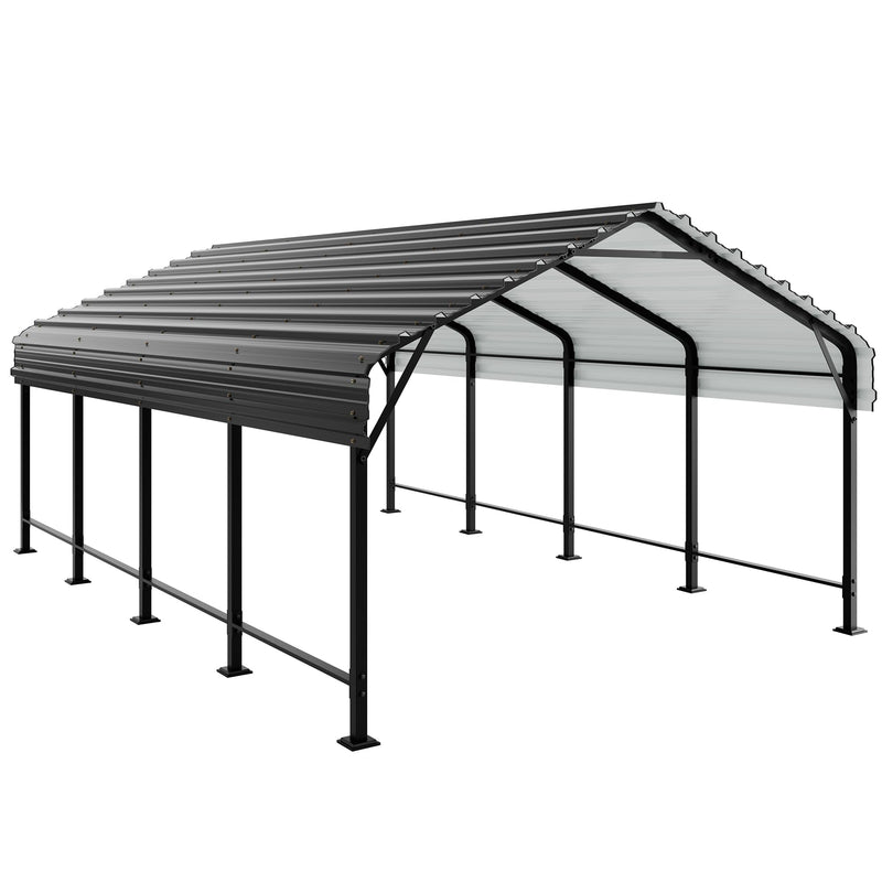 JAMFLY 12X20 FT Metal Carport, Heavy Duty Carport Canopy with Galvanized Steel Roof and Frame, Metal Car Garage Upgraded Extra Large Garage for Pickup, Boat, Car and Tractors (12 * 20 FT)