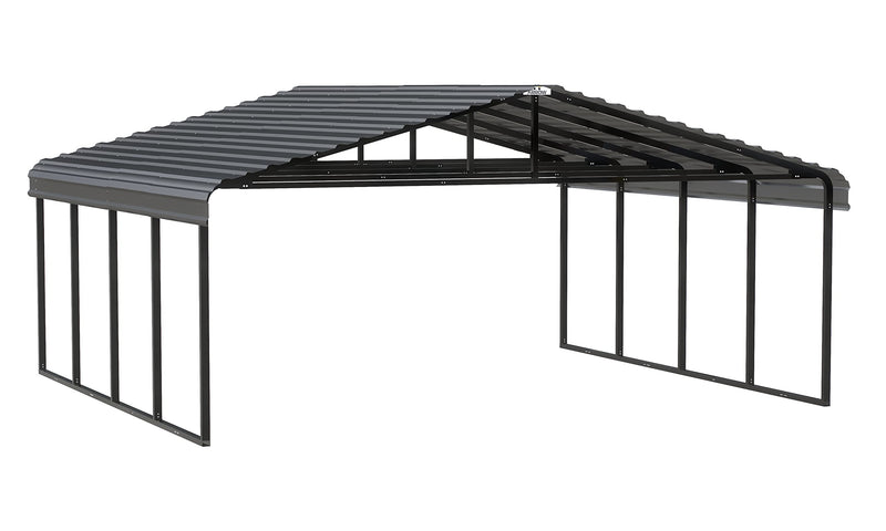 Arrow Carports Galvanized Steel Carport, Double Car Metal Carport Kit, 20' x 24' x 7', Charcoal