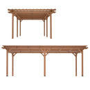 YOPTO 12x16 FT Outdoor Gazebo,Wooden Grape Pergola with Waterproof and Climbing Plant Support,Garden,Terrace,Backyard,Deck, Wind Protection Rating:Level 6,Brown