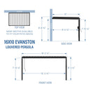 Backyard Discovery Evanston 16'x10' Galvanized Steel Wall-Mounted Louvered Pergola Kit with Adjustable Roof, Shade, Rain Protection, High-Wind Rating, PowerPort, Gutter System for Outdoor Patio, Deck