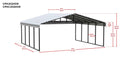 Arrow Carports Galvanized Steel Carport, Double Car Metal Carport Kit, 20' x 24' x 7', Charcoal