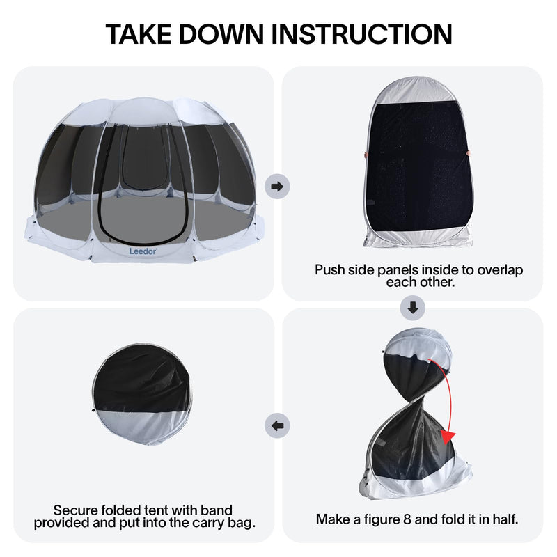 LEEDOR Pop Up Screen House, 12-15 Person Outdoor Screen Tent，Camping Screen Room with Carry Bag, Screen Gazebo with Mosquito Netting, Instant UV Resistant Sun Shelter for Garden Patio Backyard 15'x15'