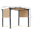 Outsunny 8' x 10' Retractable Pergola Canopy Steel Frame Polyester Fabric Gazebo with Retractable Canopy Shade Awning