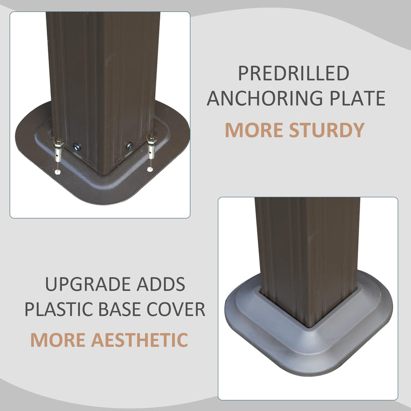 Domi 10' X 12' Hardtop Gazebo, Upgraded Metal Gazebo with Drainage System, Dual-Layer Galvanized Steel Roof, Curtain and Netting, Outdoor Shelter Canopy for Patio, Garden, and Backyard, Brown