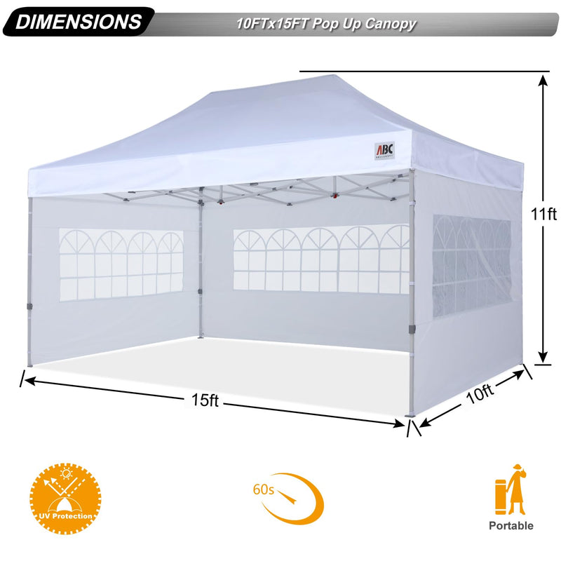 ABCCANOPY Outdoor Winter Gazebo 10x15, Premium Instant Pop Up Canopy Tent with Elegant Church Window,Snow and Rain Protection, Bonus Wheeled Bag,White