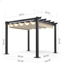 GAOMON 10x10 Ft Outdoor Aluminum Pergola with Upgraded Retractable Canopy, Outdoor Shelter Suitable for Gardens, Backyard, Lawn, Deck - Khaki.